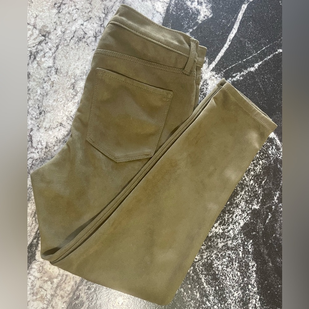Banana Republic Green Faux Suede High Rise Skinny Pants Women's Petite Size 8